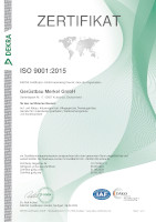DEKRA Zertifikat Qualitätsmanagement ISO 9001:2015